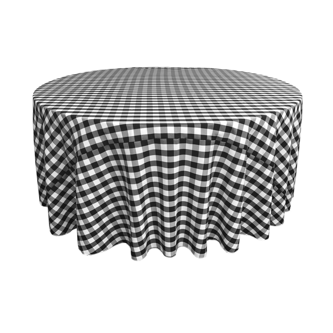 Gingham Checkered Round Tablecloth Spun Polyester Double Sided